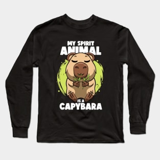 Don't Worry be Capy Funny Capybara Face Zoo Rodent Capybaras Long Sleeve T-Shirt